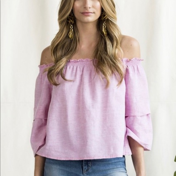 Ibiza off shoulder linen blouse - Picture 3 of 5